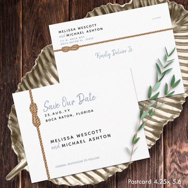 Cartão Postal De Anúncio Orçamento Mínimo Náutico Salvar Data ⚓️ (Minimalist Budget Nautical Save The Date ⚓️ Announcement Postcard
)