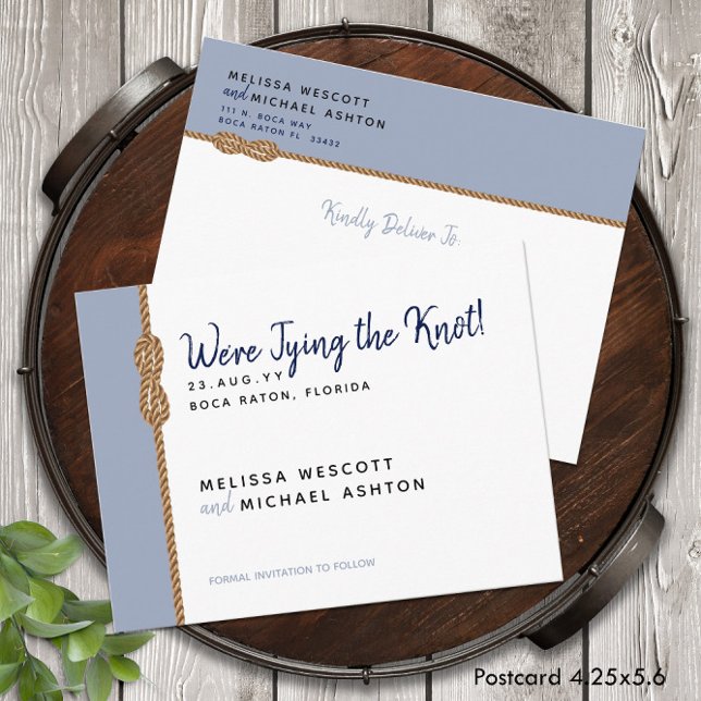 Cartão Postal De Anúncio Orçamento ⛵ Náutico Salvar Data (Nautical ⛵Tying the Knot Budget Save The Date Announcement Postcard
)