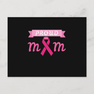 Cartão Postal De Anúncio Orgulhosa Mãe Laço Rosa Conscientização do Câncer