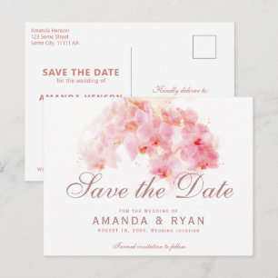 Cartão Postal De Anúncio Orquídea Laranja Flor Floral Água Tinta Casamento