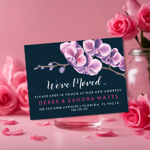 Cartão Postal De Anúncio orquídea rosa Mudança de endereço mudamos de casa