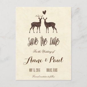 Cartão Postal De Anúncio Os Deers de Aquarela Salvem a Data
