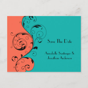 Cartão Postal De Anúncio Os redemoinhos alaranjados do preto da cerceta