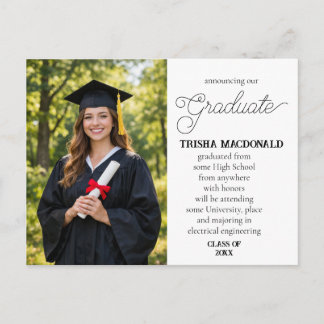 Cartão Postal De Anúncio Our Graduate With Photo Graduation Classic Script
