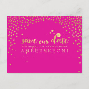 Cartão Postal De Anúncio Ouro falso do PixDezines/confetti/data de salvamen