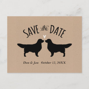 Cartão Postal De Anúncio Ouro Retriever Silhouettes Casamento Salve a Data