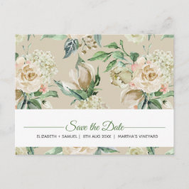 Cartão Postal De Anúncio Padrão de aquarela de rosa creme personalizado