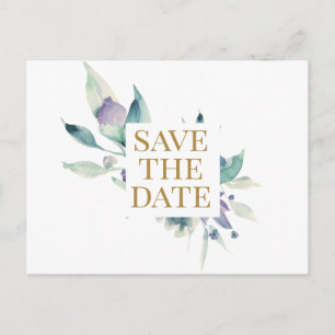 Cartão Postal De Anúncio Padrão de Aquarela de Rosa Violeta Azul Personaliz