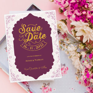 Cartão Postal De Anúncio Padrão de Motivo Oriental Elegante Casamento Borgo