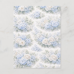 Cartão Postal De Anúncio Padrão Floral SoftBlue Elegante Botânico Romântico