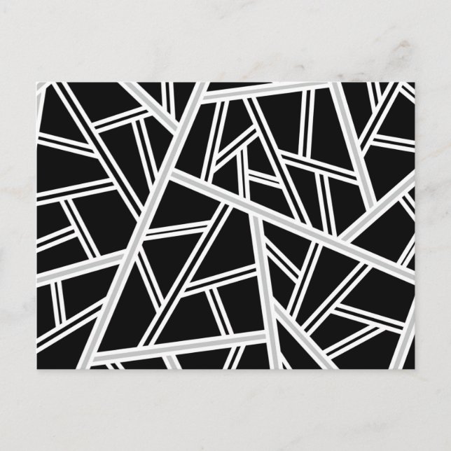 Cartão Postal De Anúncio Padrão geométrico abstrato - cinza, preto, branco. (Frente)