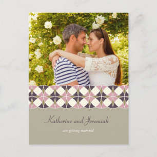 Cartão Postal De Anúncio Padrão Geométrico Art Deco Foto Salvar a Data