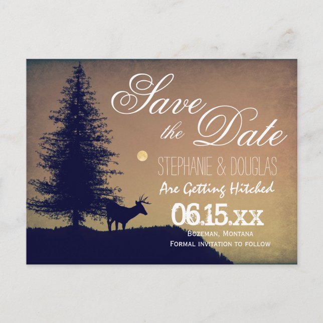 Cartão Postal De Anúncio País Rustic Deer Tree Salve Cartões-postais de Dat (Frente)