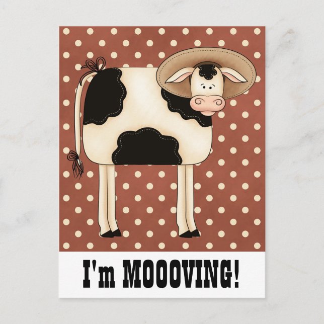Cartão Postal De Anúncio País Vaca Movendo Mudança de Endereço Aviso (Frente)