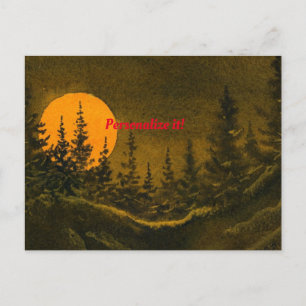 Cartão Postal De Anúncio Paisagem noturna do campo; lua de caçador ou de co