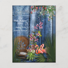 Cartão Postal De Anúncio Palácio de Mármore Azul Vintage Tropical