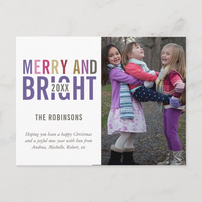 Cartão Postal De Anúncio Paleta Ultra Violeta Foto de Boas Festas de Natal (Frente)