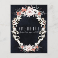 Pálido Floral Escuro Giz Elegante Salvar a Data