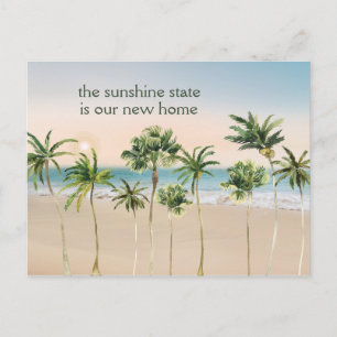 Cartão Postal De Anúncio Palm Treine Sunshine State é nossa nova casa