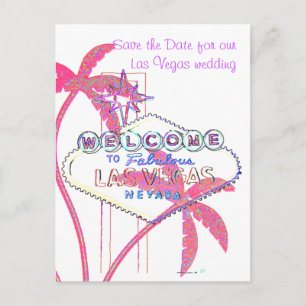Cartão Postal De Anúncio Palmas da Glittery Las Vegas Salve a Data