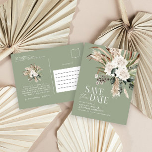 Cartão Postal De Anúncio Pampas modernas eucalyptus sage verde elegante