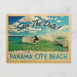 Cartão Postal De Anúncio Panama City Beach Salva A Data Do Surfe Na Flórida