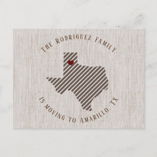 Cartão Postal De Anúncio Panhandle Brown Linen e Heart Texas Moving
