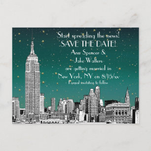 Cartão Postal De Anúncio Panorama da Cidade de Nova York 01 Gravado Estrela