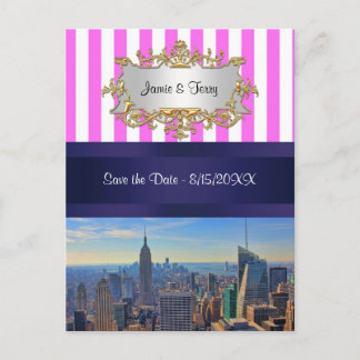 Cartão Postal De Anúncio Panorama da Cidade de Nova York B2 Faixa Rosa e Br