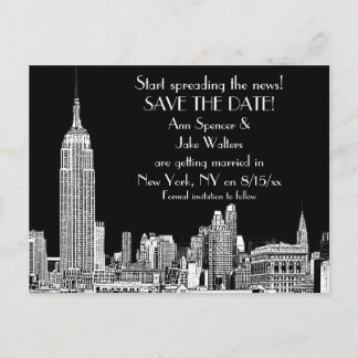 Cartão Postal De Anúncio Panorama de NYC 01 Gravado DIY Cor de Fundo Salve 