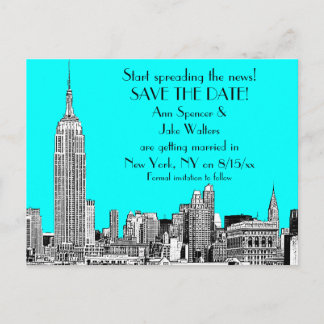 Cartão Postal De Anúncio Panorama de NYC 01 Gravado DIY Cor de Fundo Salve