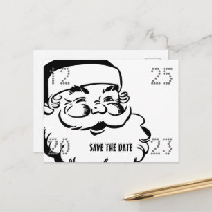 Cartão Postal De Anúncio Papai Noel Bonito Divertido Salva a Data Festa de 