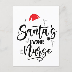 Cartão Postal De Anúncio Papais noeis Favoritos Enfermeira Natal