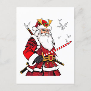Cartão Postal De Anúncio Papais noeis Natal Papai Noel Art Japonês Samurai