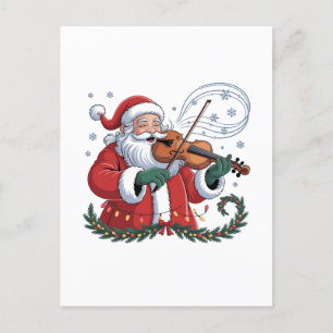 Cartão Postal De Anúncio Papais noeis Violin Player Violinista Natal Xmas