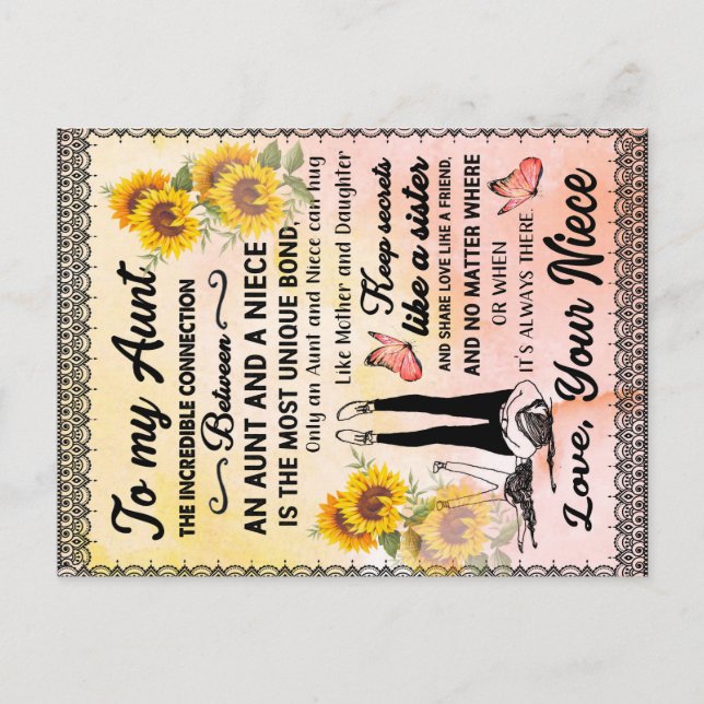 Cartão Postal De Anúncio Para Minha Tia Dom, Presente De Girassol Da sobrin (Frente)