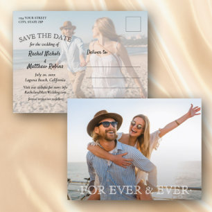 Cartão Postal De Anúncio Para Sempre e Sempre Casamento Salve a Data