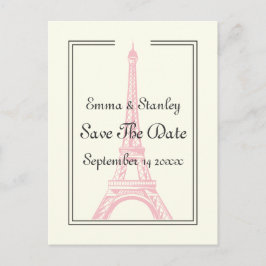 Cartão Postal De Anúncio Paris, cor-de-rosa-casamento Torre Eiffel Salve a