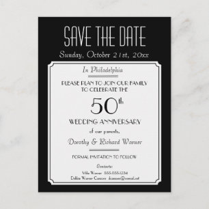 Cartão Postal De Anúncio Parte, Evento ou Reunião Salvar a Data em Preto