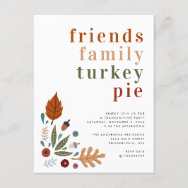 Cartão Postal De Anúncio Partido de Ação de Graças do outono Moderno
