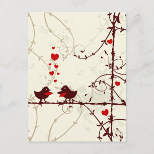 Cartão Postal De Anúncio pássaros com espiral de na moda salvam cartão