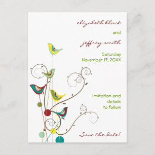 Cartão Postal De Anúncio Pássaros de Verão Coloridos Nadarias Casamento Sal
