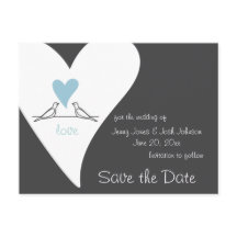 Pássaros do Amor Coração Azul Claro Casamento Salv