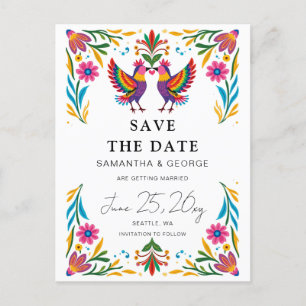 Cartão Postal De Anúncio Pássaros Mexicanos Otomi Floral Fiesta Save The Da