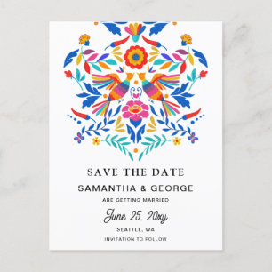 Cartão Postal De Anúncio Pássaros Mexicanos Otomi Floral Fiesta Save The Da