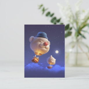 Cartão Postal De Anúncio Passeio de Balão Sonhador: Bichon Frise Sorridente