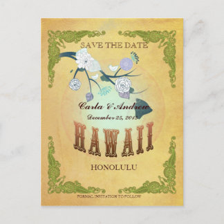 Cartão Postal De Anúncio Pastel Amarelo Save The Date -Mapa Com Lindos Páss