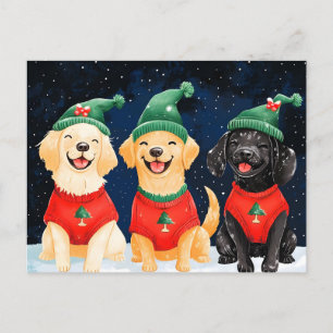 Cartão Postal De Anúncio Patas de Papai Noel Festivo Nevado Aquarela