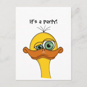Cartão Postal De Anúncio Pato de desenho animado engraçado
