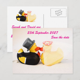 Cartão Postal De Anúncio Patos de casamento casamento na praia ... Cartão p